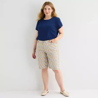 St. John's Bay Womens 11" Mid Rise Plus Bermuda Short In Nude