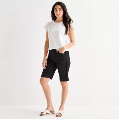 St. John's Bay Womens 11" Tall Bermuda Short In Black