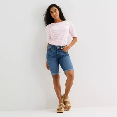 St. John's Bay Womens 11" Tall Bermuda Short In Blue