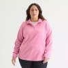 St. John's Bay Womens 1/4 Zip Polar Fleece Long Sleeve Plus Sweatshirt In Pink