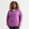 St. John's Bay Womens 1/4 Zip Polar Fleece Long Sleeve Plus Sweatshirt In Purple