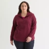 St. John's Bay Womens 1/4 Zip Polar Fleece Long Sleeve Plus Sweatshirt In Red