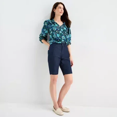 St. John's Bay Womens 19" Mid Rise Bermuda Short In Blue