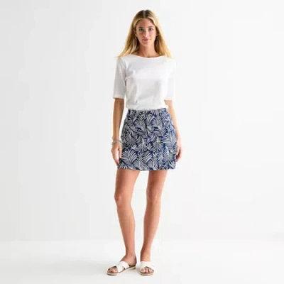 St. John's Bay Womens 5 3/4" Tall Chino Short In Blue