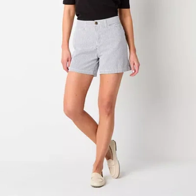 St. John's Bay Womens 5" Mid Rise Chino Short In Blue