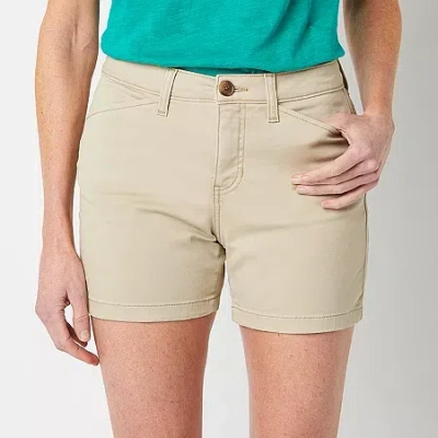 St. John's Bay Womens 5" Mid Rise Chino Short In Brown