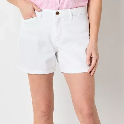 St. John's Bay Womens 5" Mid Rise Chino Short In White