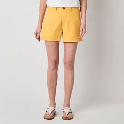 St. John's Bay Womens 5" Mid Rise Chino Short In Yellow