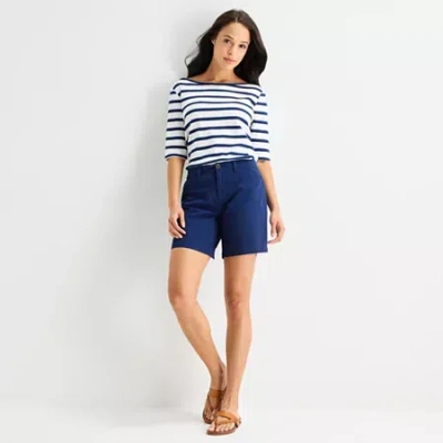 St. John's Bay Womens 7" Chino Short In Blue