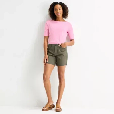 St. John's Bay Womens 7" Chino Short In Green