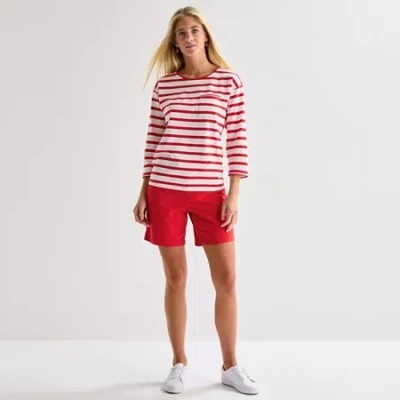 St. John's Bay Womens 7" Chino Short In Red