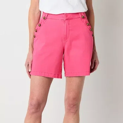 St. John's Bay Womens 7" Mid Rise Chino Short In Red