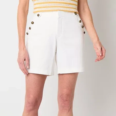 St. John's Bay Womens 7" Mid Rise Chino Short In White