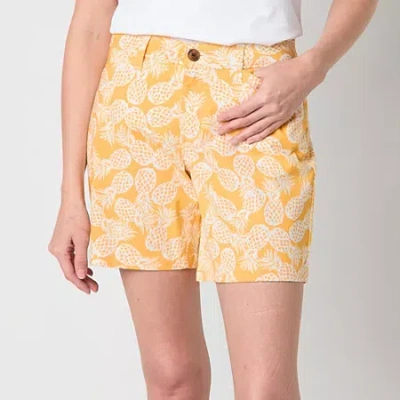 St. John's Bay Womens 7" Mid Rise Chino Short In Yellow