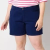 St. John's Bay Womens 8" Mid Rise Plus Chino Short In Blue