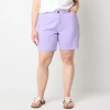 St. John's Bay Womens 8" Mid Rise Plus Chino Short In Purple