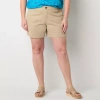 St. John's Bay Womens 8" Mid Rise Plus Chino Short In Sand