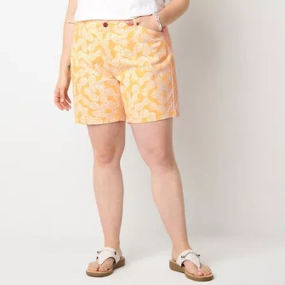 St. John's Bay Womens 8" Mid Rise Plus Chino Short In Yellow