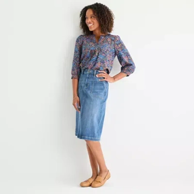 St. John's Bay Womens A-line Skirt In Blue