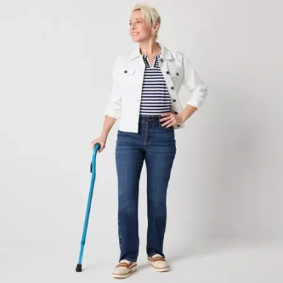 St. John's Bay Womens Adaptive Mid Rise Straight Leg Jean In Blue