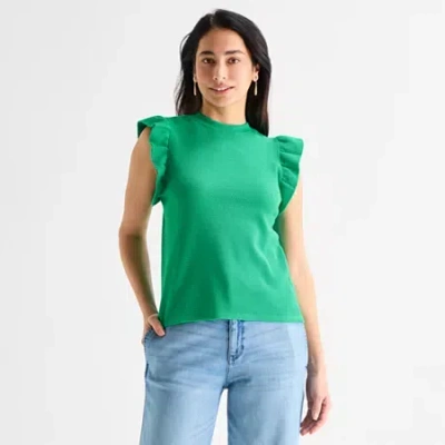 St. John's Bay Womens Crew Neck Blouse In Green