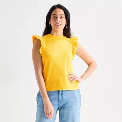St. John's Bay Womens Crew Neck Blouse In Yellow