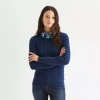 St. John's Bay Womens Crew Neck Long Sleeve Cable Knit Pullover Sweater In Blue