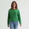 St. John's Bay Womens Crew Neck Long Sleeve Pullover Sweater In Green