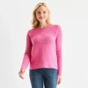 St. John's Bay Womens Crew Neck Long Sleeve Pullover Sweater In Pink