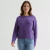 St. John's Bay Womens Crew Neck Long Sleeve Pullover Sweater In Purple