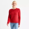 St. John's Bay Womens Crew Neck Long Sleeve Pullover Sweater In Red