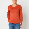 St. John's Bay Womens Crew Neck Long Sleeve T-shirt In Orange