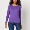 St. John's Bay Womens Crew Neck Long Sleeve T-shirt In Purple