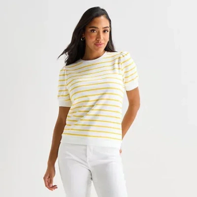 St. John's Bay Womens Crew Neck Short Sleeve Sweatshirt In Multi