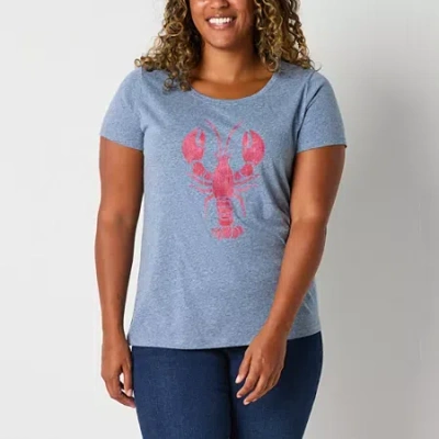 St. John's Bay Womens Crew Neck Short Sleeve T-shirt In Blue