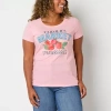 St. John's Bay Womens Crew Neck Short Sleeve T-shirt In Pink