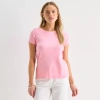 St. John's Bay Womens Crew Neck Short Sleeve T-shirt In Pink