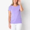 St. John's Bay Womens Crew Neck Short Sleeve T-shirt In Purple