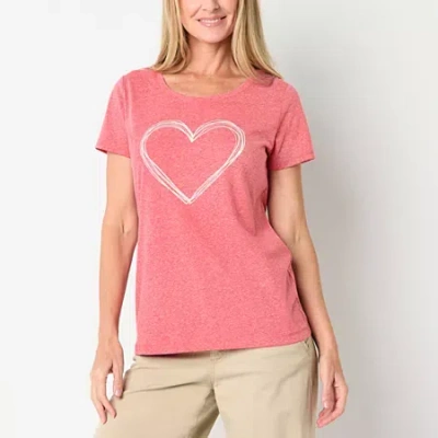 St. John's Bay Womens Crew Neck Short Sleeve T-shirt In Red