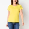 St. John's Bay Womens Crew Neck Short Sleeve T-shirt In Yellow