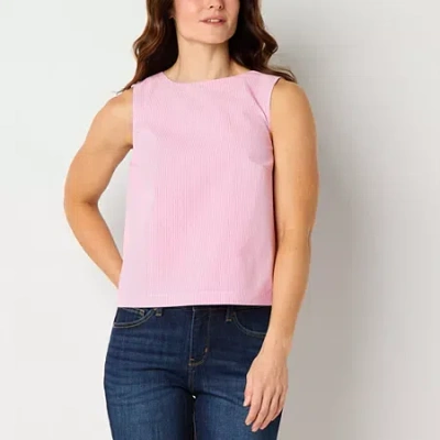 St. John's Bay Womens Crew Neck Sleeveless Blouse In Pink
