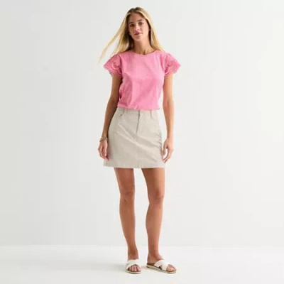 St. John's Bay Womens Denim Skort In Neutral