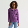 St. John's Bay Womens Easy-on + Easy-off Sensory Friendly Open Neck Polar Fleece Long Sleeve Adaptiv In Purple
