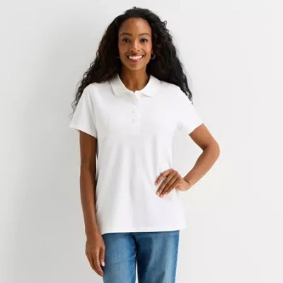 St. John's Bay Womens Easy-on + Easy-off Short Sleeve Adaptive T-shirt In White