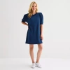 St. John's Bay Womens Elbow Sleeve Midi Shift Dress In Blue