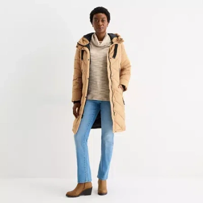 St. John's Bay Womens Heavyweight Puffer Jacket In Sand