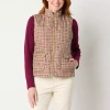 St. John's Bay Womens Heavyweight Quilted Vest In Multi