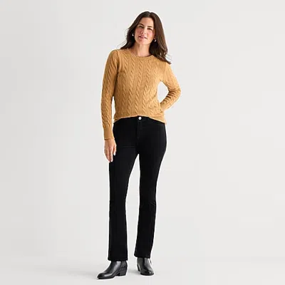 St. John's Bay Womens High Rise Bootcut Corduroy Pant In Black