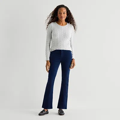 St. John's Bay Womens High Rise Bootcut Corduroy Pant In Blue