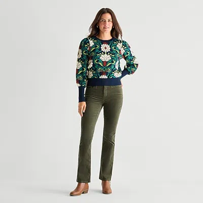 St. John's Bay Womens High Rise Bootcut Corduroy Pant In Green